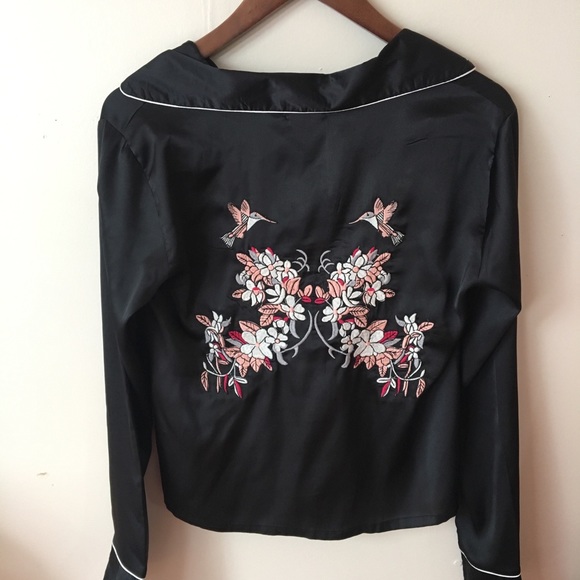 Floral satin button down - Picture 2 of 2